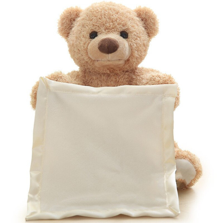 30cm Cute Teddy Bear Toy Hide Play Seek Animated Stuffed Animal Talking Music Shy Bear For Children Kid Birthday Christmas Gift