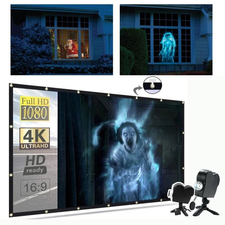 Halloween Laser Projector 12 Movies Disco Light Mini Window Display Home Projector Indoor Outdoor Wonderland Projector