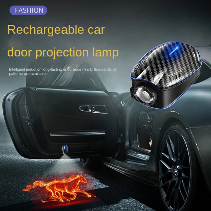 Welcome Car Door Lamp Wireless Led Rechargeable Laser Projector Atmosphere Warning Light Cool Modification Auto Accessories