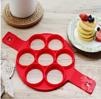 Fried Eggs Pancake Omelette Maker Non-Stick Mold Griddle Reusable Food-Grade Silicone Microwave Oven Stovetop 7 Cavity Ring Hole
