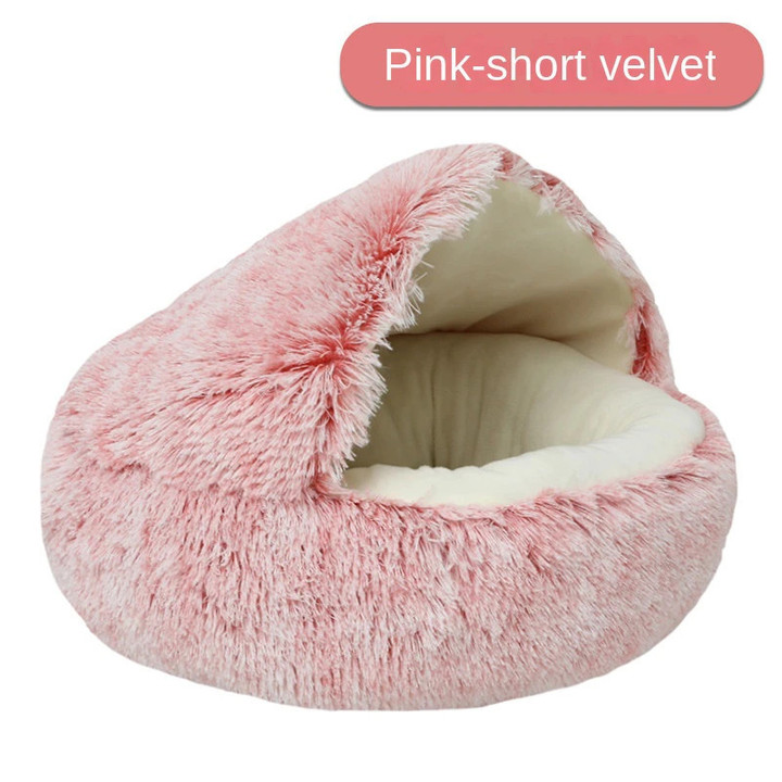 Winter Plush Pet Cat Bed Round Cat Cushion Cat House 2 In 1 Warm Cat Basket Pet Sleep Bag Cat Nest Kennel For Small Dog Cat
