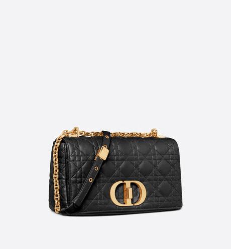 Black Supple Cannage Medium Caro Bag - LEATHER WOMEN'S CROSSBODY BAG