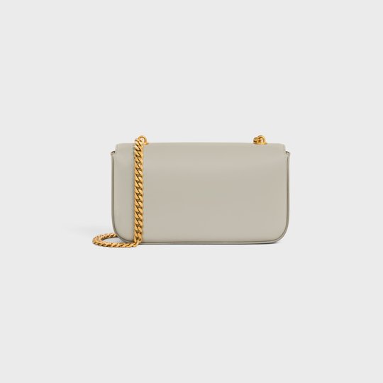 Pale Grey Chain Shoulder Bag Triomphe In Shiny Calfskin - Leather Women's Handbag - Bagsfits