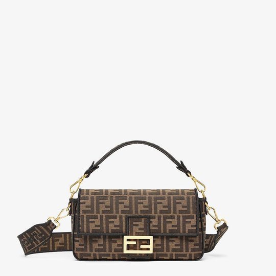 Brown Baguette Fabric Bag - Women’s Leather Bag