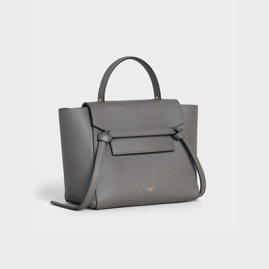 Grey Micro Belt Bag In Grained Calfskin - Leather Women's Handbag - Bagsfits