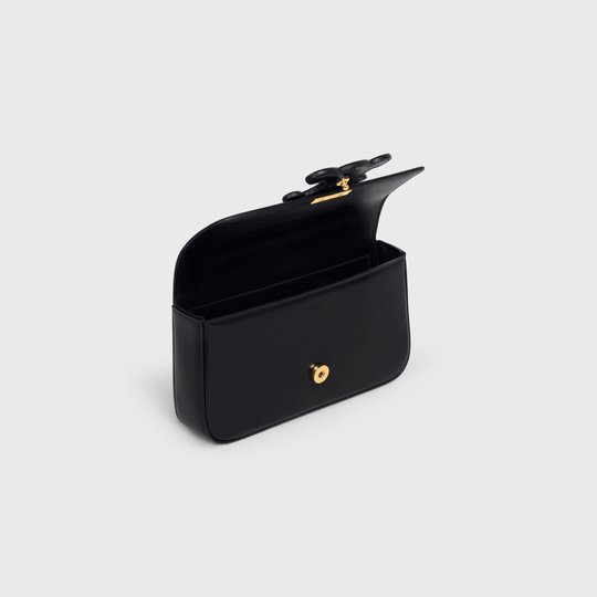 Black Chain Shoulder Bag Cuir Triomphe In Shiny Calfskin - Leather Women's Handbag - Bagsfits