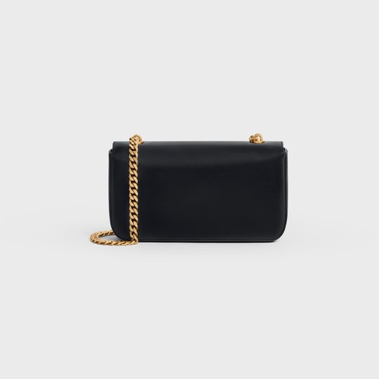 Black Chain Shoulder Bag Cuir Triomphe In Shiny Calfskin - Leather Women's Handbag - Bagsfits