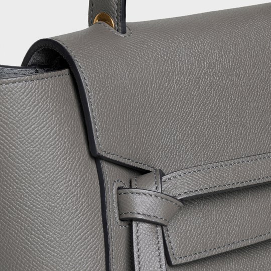 Grey Micro Belt Bag In Grained Calfskin - Leather Women's Handbag - Bagsfits