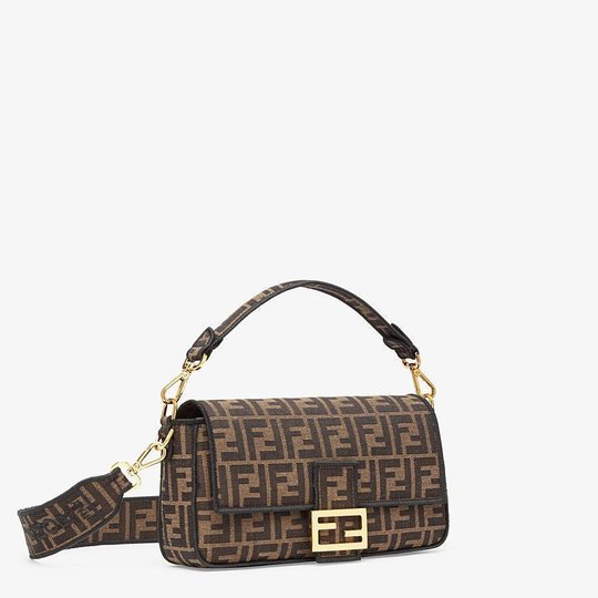 Brown Baguette Fabric Bag - Women’s Leather Bag