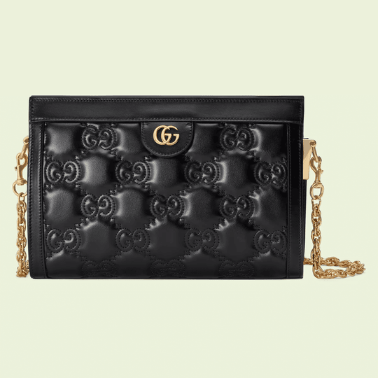 Black GG Matelassé Leather Shoulder Bag - Leather Women's Handbag - Bagsfits