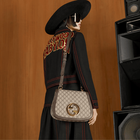 Beige & Ebony GG Blondie Medium Bag - Leather Women's Handbag - Bagsfits