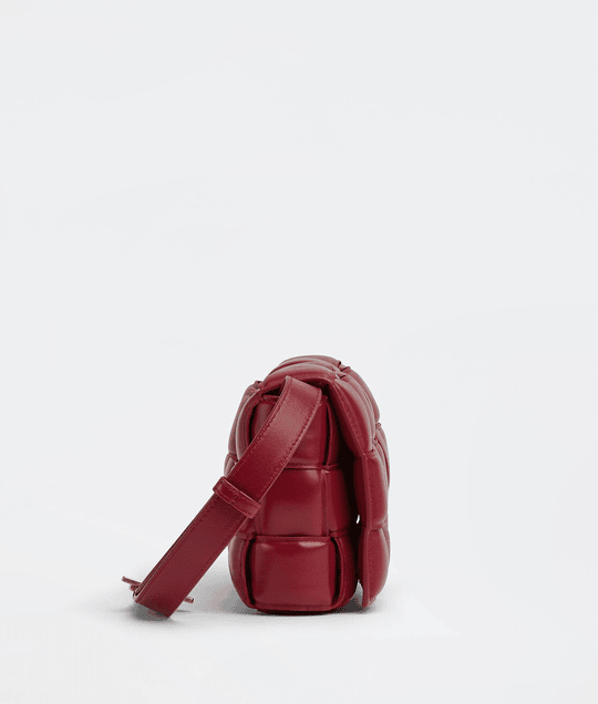 Dark Red Padded Cassette Leather Bag - Leather Women's Handbag - Bagsfits
