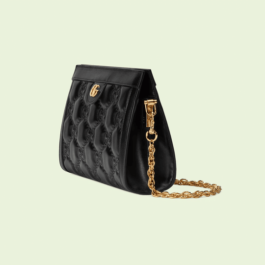 Black GG Matelassé Leather Shoulder Bag - Leather Women's Handbag - Bagsfits