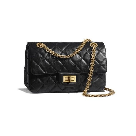 Black Aged Calfskin Mini 2.55 Handbag - Leather's Women Shoulder Bag