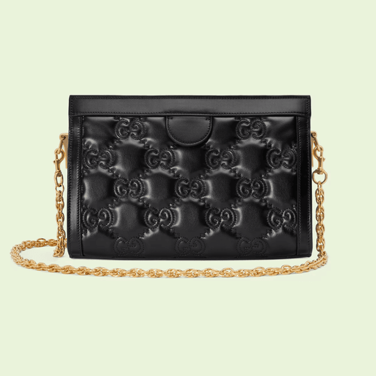 Black GG Matelassé Leather Shoulder Bag - Leather Women's Handbag - Bagsfits