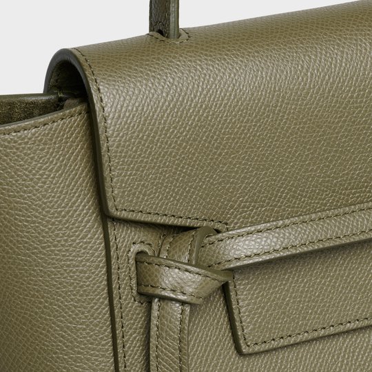 Army Green Nano Belt Bag In Grained Calfskin - Leather Women's Handbag - Bagsfits