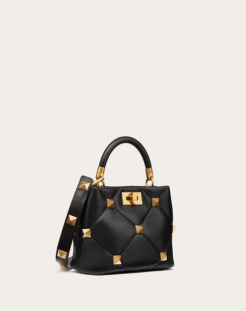 Small Roman Stud The Handle Bag in Nappa - Leather Women's Handbag - Bagsfits