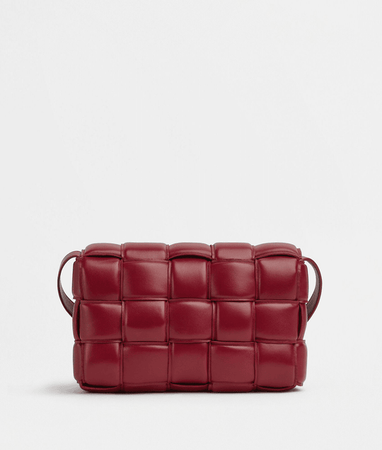Dark Red Padded Cassette Leather Bag - Leather Women's Handbag - Bagsfits