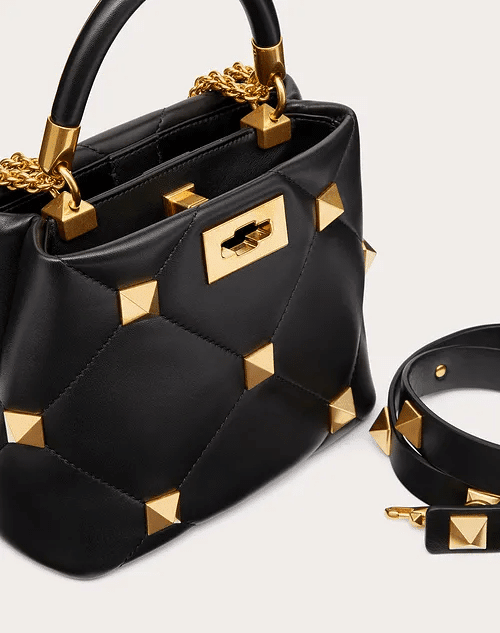 Small Roman Stud The Handle Bag in Nappa - Leather Women's Handbag - Bagsfits