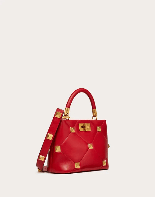 Small Roman Stud The Handle Bag in Nappa - Leather Women's Handbag - Bagsfits