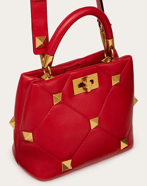 Small Roman Stud The Handle Bag in Nappa - Leather Women's Handbag - Bagsfits