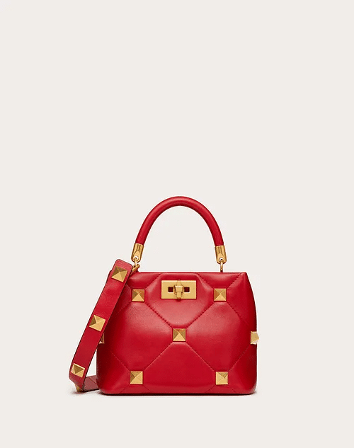 Small Roman Stud The Handle Bag in Nappa - Leather Women's Handbag - Bagsfits