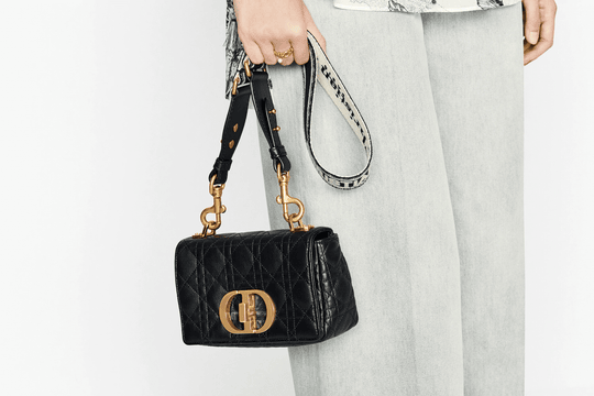 Black Supple Cannage Calfskin Small Caro Bag - Women’s Leather Bag