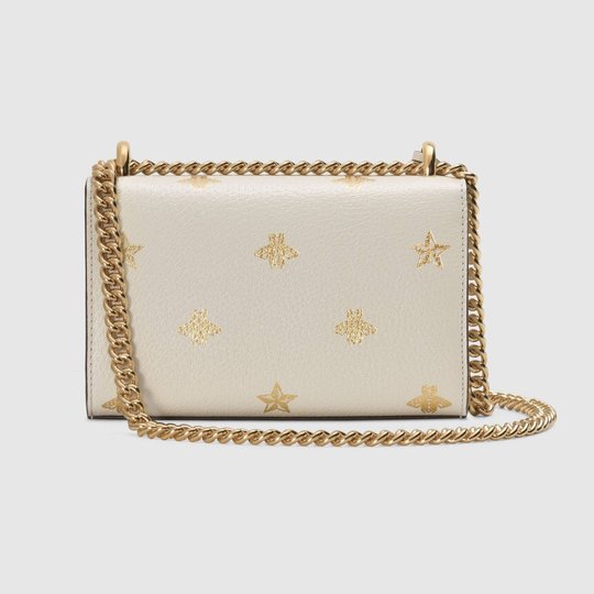 White Leather Padlock Bee Star Small Shoulder Bag - Leather Women's Handbag