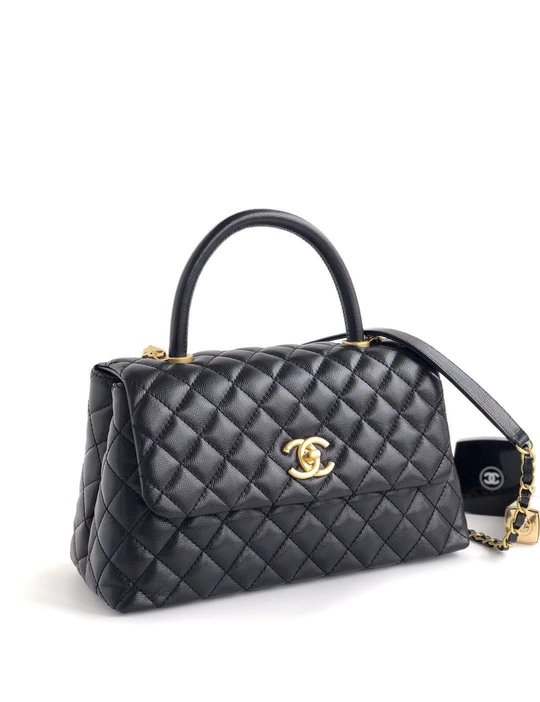 Flap Bag With Top Handle - Women Leather's Handbag