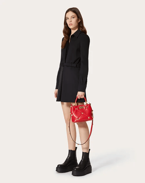 Small Roman Stud The Handle Bag in Nappa - Leather Women's Handbag - Bagsfits
