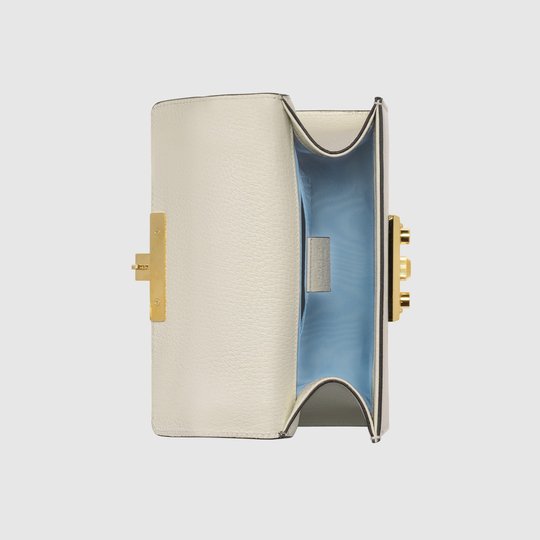 White Leather Padlock Bee Star Small Shoulder Bag - Leather Women's Handbag