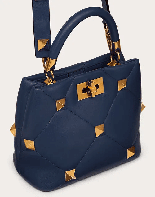 Small Roman Stud The Handle Bag in Nappa - Leather Women's Handbag - Bagsfits