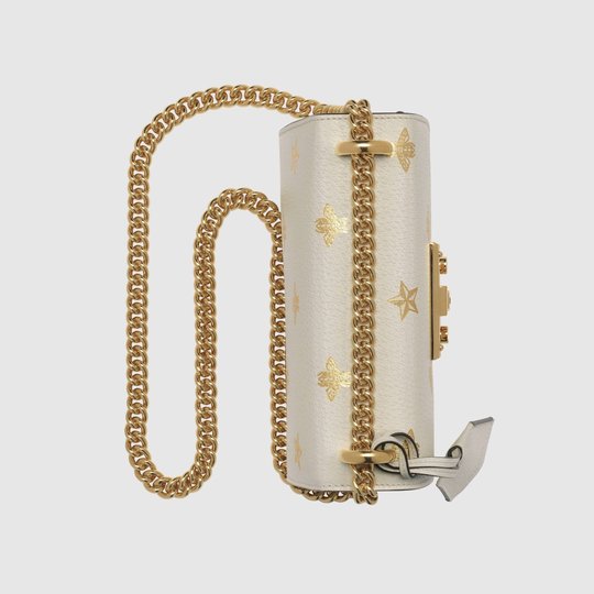 White Leather Padlock Bee Star Small Shoulder Bag - Leather Women's Handbag