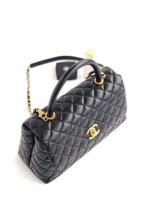 Flap Bag With Top Handle - Women Leather's Handbag