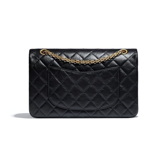 Large 2.55 Handbag - Leather's Women Shoulder Bag - Black & Gold-tone Metal