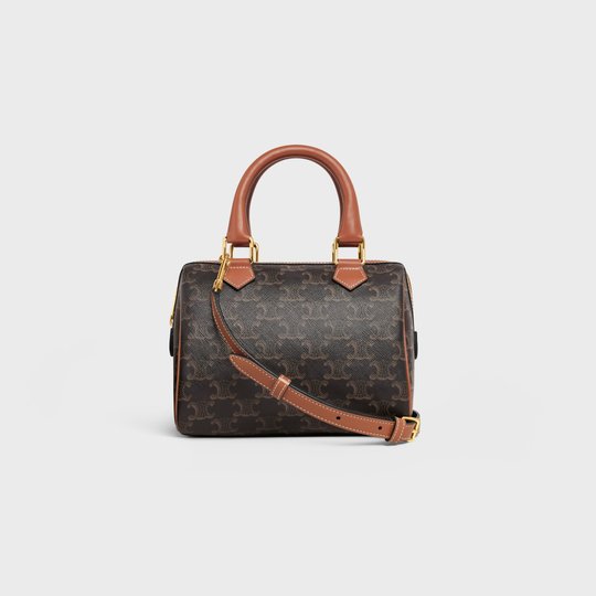 Tan Small Boston In Triomphe Canvas And Calfskin - Leather Women's Handbag - Bagsfits