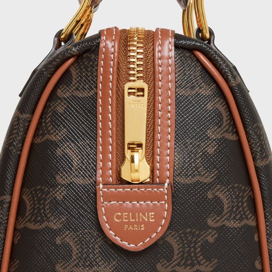 Tan Small Boston In Triomphe Canvas And Calfskin - Leather Women's Handbag - Bagsfits
