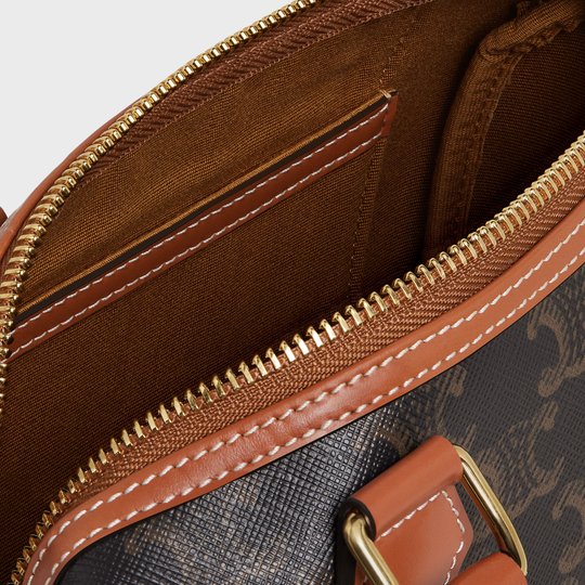 Tan Small Boston In Triomphe Canvas And Calfskin - Leather Women's Handbag - Bagsfits