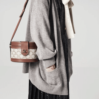 White Medium Tambour Bag In Triomphe Canvas And Calfskin - Leather Women's Handbag - Bagsfits