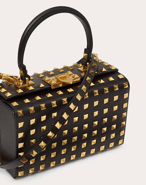 Rockstud Alcove Grainy Calfskin Box With All Over Studs Leather Bag - Leather Women's Handbag - Bagsfits