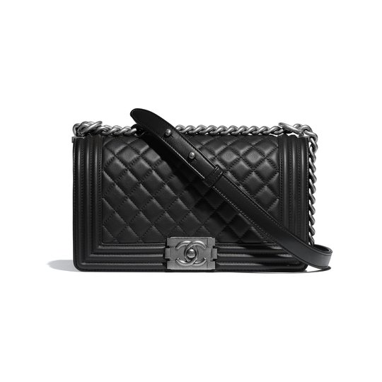 Black Calfskin Medium Boy Bag - Leather Women's Handbags