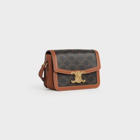 Tan Teen Triomphe Bag In Triomphe Canvas And Calfskin - Leather Women's Handbag - Bagsfits