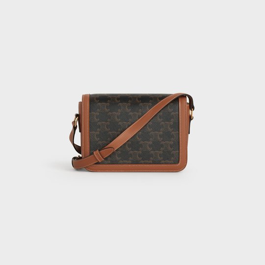 Tan Teen Triomphe Bag In Triomphe Canvas And Calfskin - Leather Women's Handbag - Bagsfits