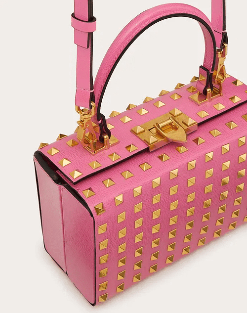 Rockstud Alcove Grainy Calfskin Box Bag With All Over Stud - Leather Women's Handbag - Bagsfits
