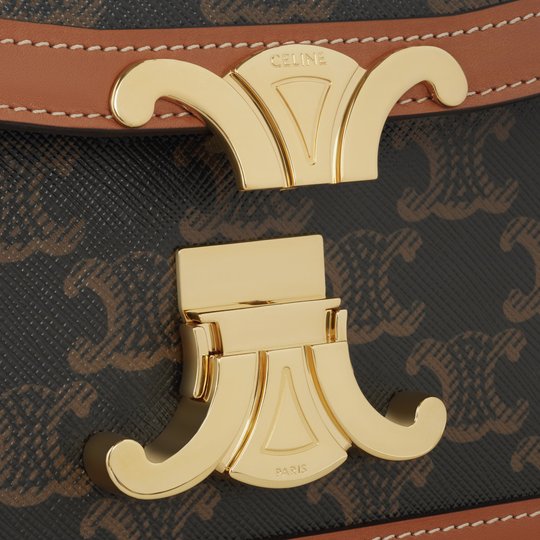 Tan Teen Triomphe Bag In Triomphe Canvas And Calfskin - Leather Women's Handbag - Bagsfits