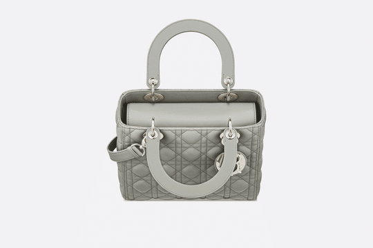 Gray Cannage Lambskin Medium Lady Bag - Leather Women's Handbag - Bagsfits
