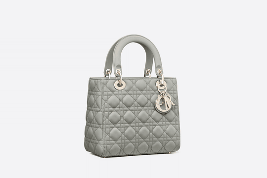 Gray Cannage Lambskin Medium Lady Bag - Leather Women's Handbag - Bagsfits