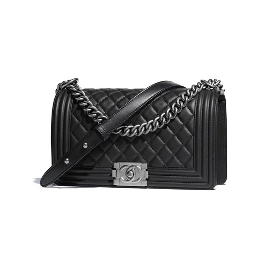 Black Calfskin Medium Boy Bag - Leather Women's Handbags