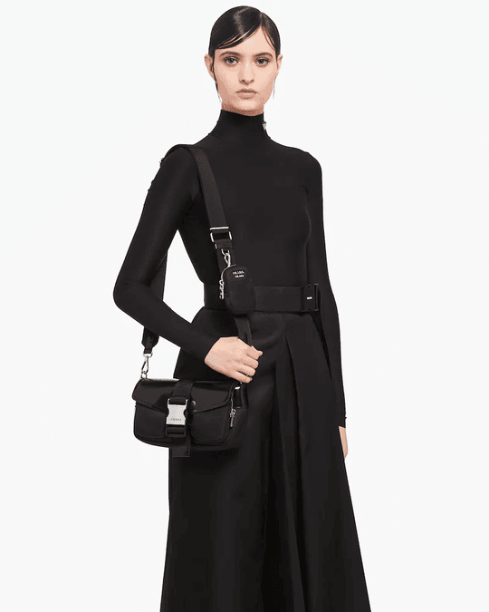 Prd Pocket Nylon And Brushed Leather Bag - Leather Women's Handbag