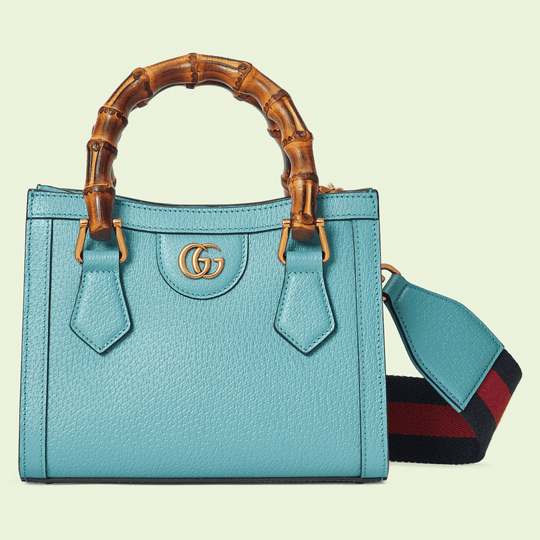 Light Blue Diana Mini Tote Bag - Leather Women's Handbag - Bagsfits